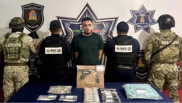 Cae ‘jefe de plaza’ del CJNG en Quintana Roo: le confiscan arsenal, drogas y celulares