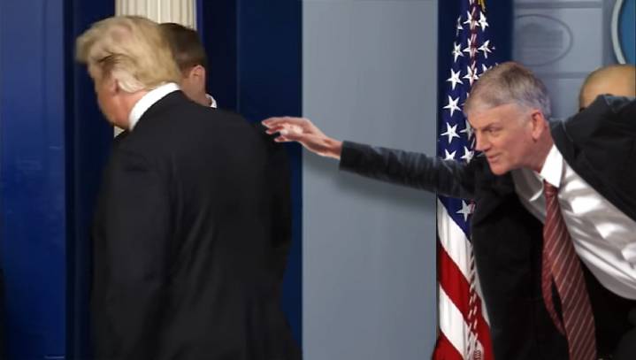 Franklin Graham Pushes Through Crowd In Attempt To Touch Hem Of Trump's Garment