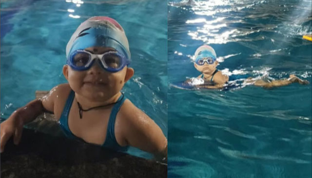 Ratnagiri toddler Veda Paresh Sarfare becomes youngest in India to swim 100 metres