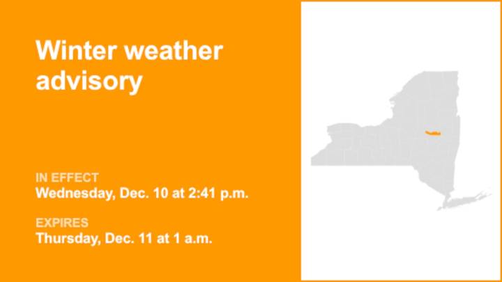 NY weather update: Winter weather advisory in place for Fulton County until 1 a.m. Thursday