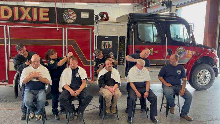 Dixie County Fire Rescue supports EMT after breast cancer diagnosis with head