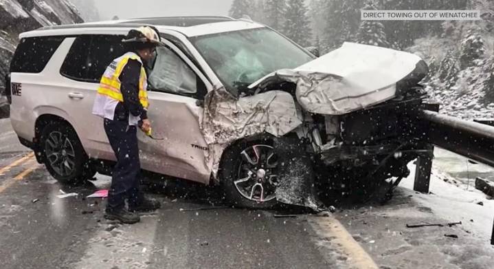 Five Injured When Boulder Slams Pickup Truck On Near Leavenworth