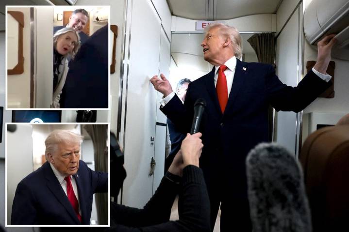 Trump bumped by opening bathroom door on Air Force One: 'Come on out!'