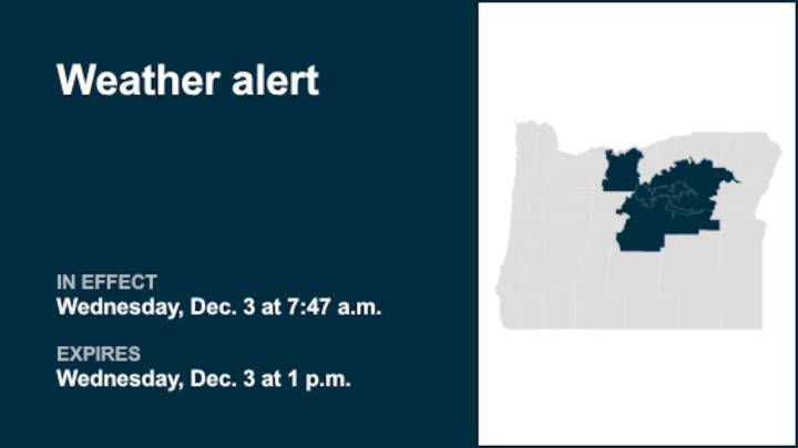 Weather alert affecting Oregon until Wednesday afternoon
