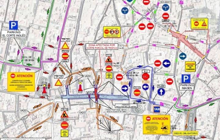 Cortada la calle Laraña, hasta la Plaza de la Encarnación, por la obra del tranvibús