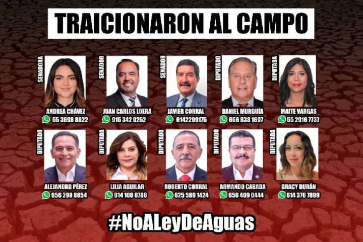 Los exhiben como traidores por Ley de Agua