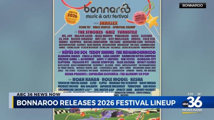 Bonnaroo releases 2026 lineup with Skrillex, The Strokes, and Noah Kahan headlining