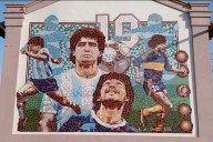 Festejan el primer año del mural de Maradona en Hernández con diversas actividades