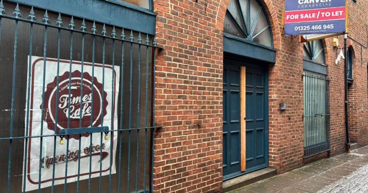 Signs in window tease new café in Darlington town centre