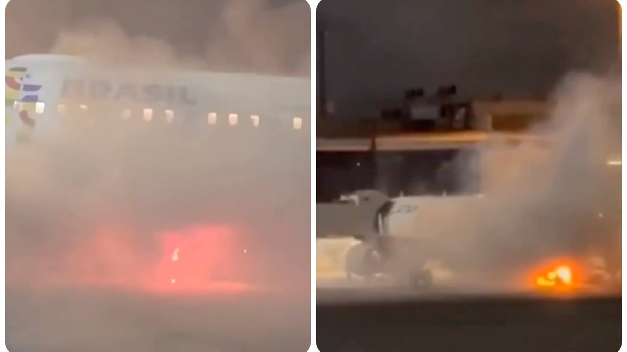 El impresionante incendio de un avión lleno de pasajeros generó pánico en aeropuerto de Brasil, este es el video