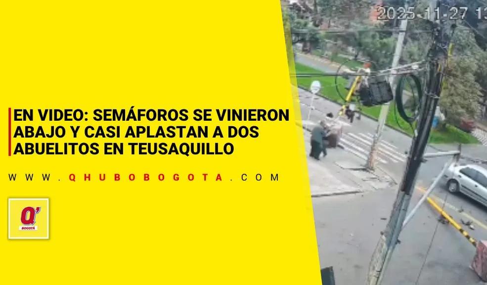 EN VIDEO: semáforos se vinieron abajo y casi aplastan a dos abuelitos en Teusaquillo