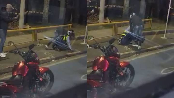 Brutal agresión a guarda de tránsito en pleno operativo en Cali: quedó en video