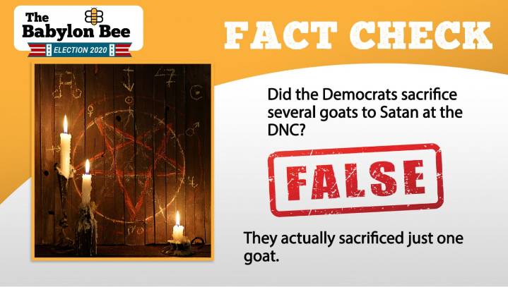 Did Democrats Sacrifice Several Goats To Satan At The DNC? Fact Check: FALSE. They Actually Sacrificed Just One Goat.