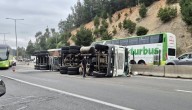 Camión de alto tonelaje volcó tras colisionar con un bus en la ruta 68 de Valparaíso