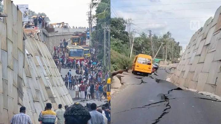 National highway near Kollam collapses; huge crater strands vehicles