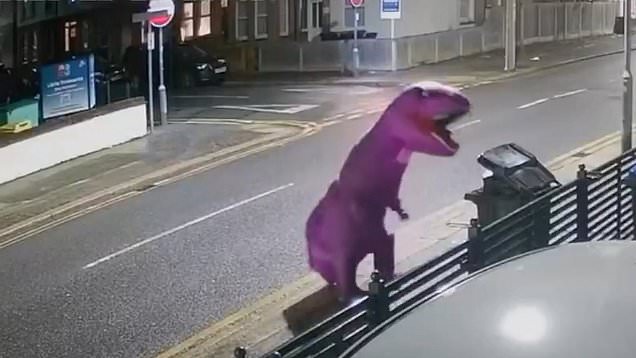 Trashy ‘T-Rex’ caught leaving a Jurassic dump on CCTV