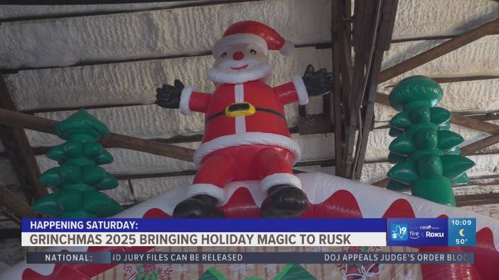 Father and son bring 'Grinchmas 2025' to Rusk after community event cancellation