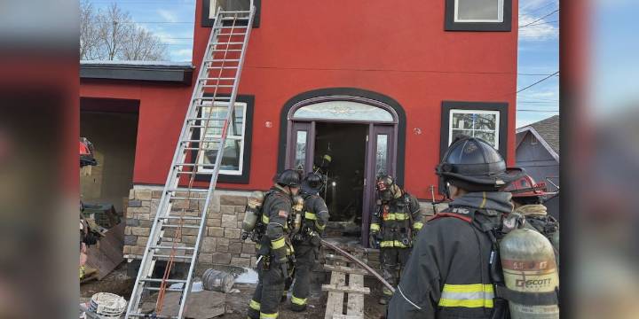 Colorado firefighter rescued by teammates after falling through floor