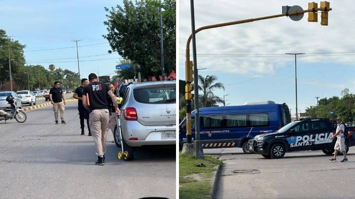Fuerte choque entre una moto y un Renault Sandero en Blas Parera y Gorriti
