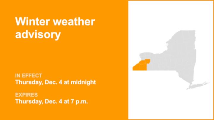NY weather: Winter weather advisory issued for part of New York for Thursday