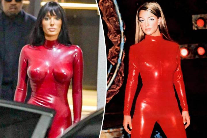 Bianca Censori channels Britney Spears' 'Oops!... I Did It Again' catsuit in her most covered