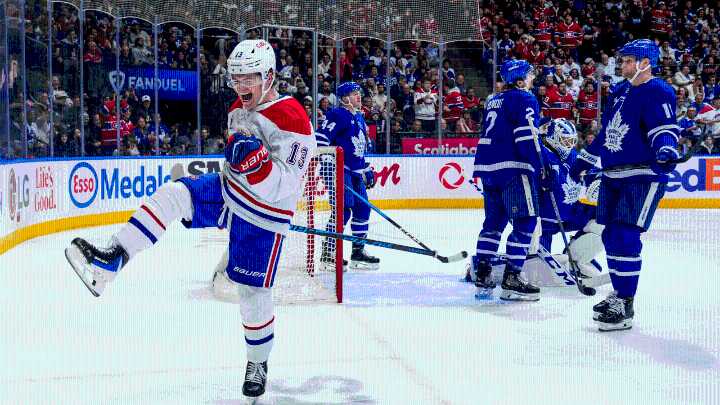 Caufield pushes point streak to 10, Canadiens top Maple Leafs in shootout