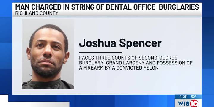 Man charged in string of burglaries at Richland County dental offices