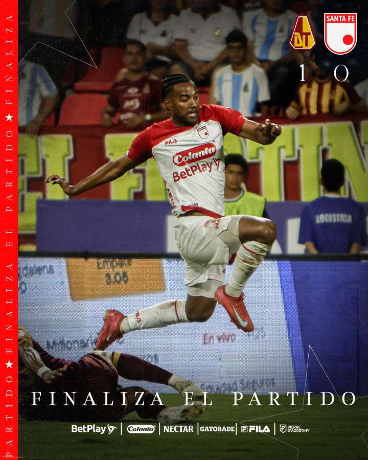 Santa Fe perdió ante Tolima y quedo eliminado en la Liga BetPlay
