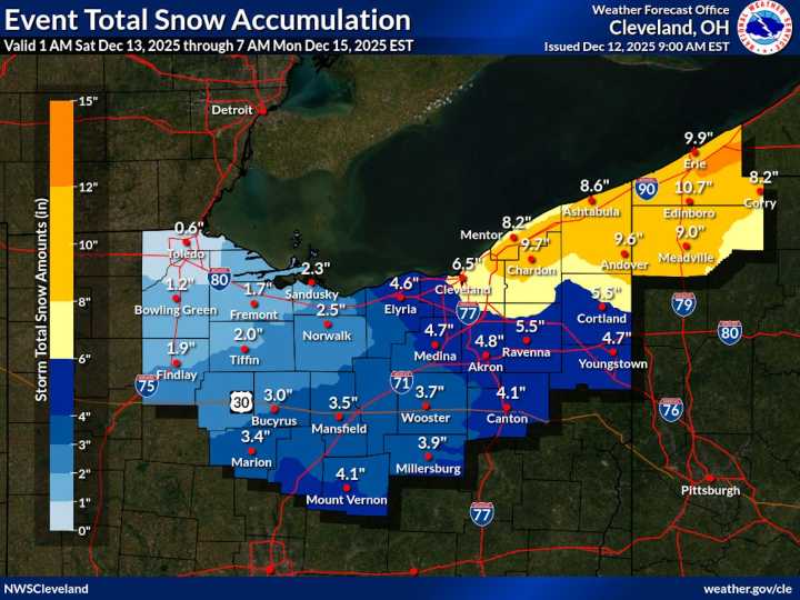 Accumulating snow, dangerous cold to impact Northeast Ohio this weekend