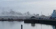 Plumes of smoke spotted over River Mersey as fire service issue statement