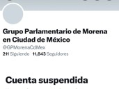 X suspende cuenta del Grupo Parlamentario Morena en Congreso CDMX