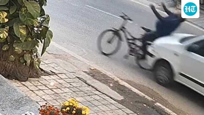Gurugram bizman killed after hit by car while cycling, incident caught on CCTV