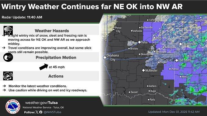 Northwest Arkansas under winter weather advisory; several accidents reported across region early Monday