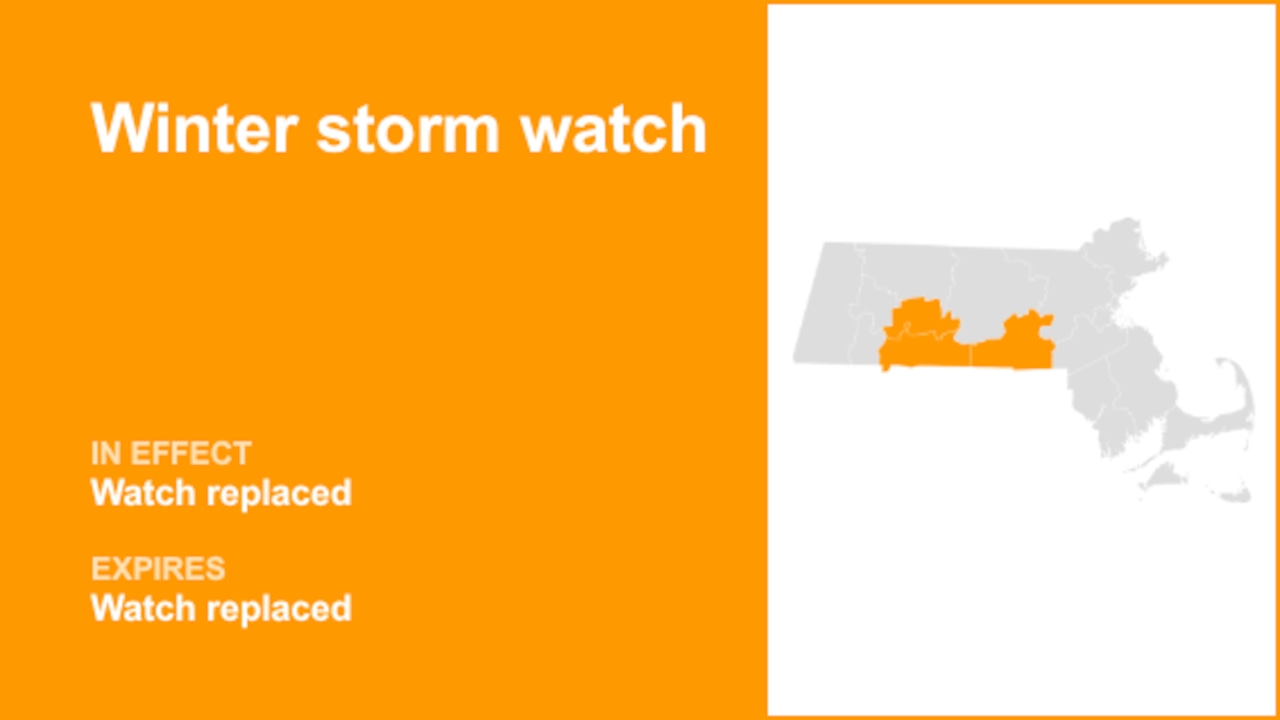 The current winter storm watch for 2 Massachusetts counties has been replaced