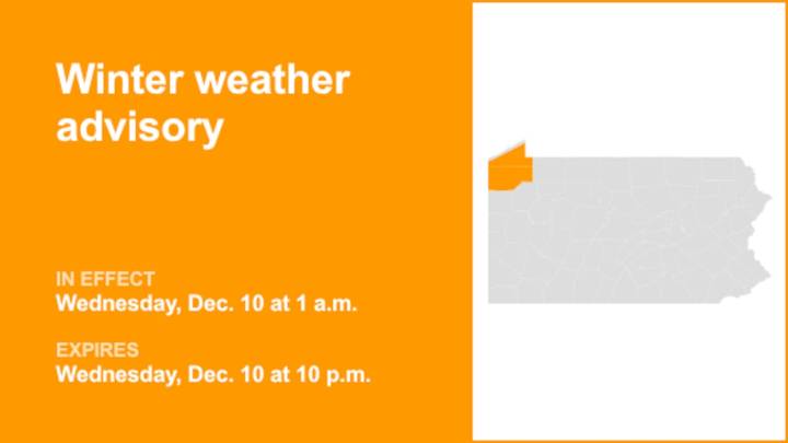 Winter weather advisory for Southern Erie and Crawford County for Wednesday