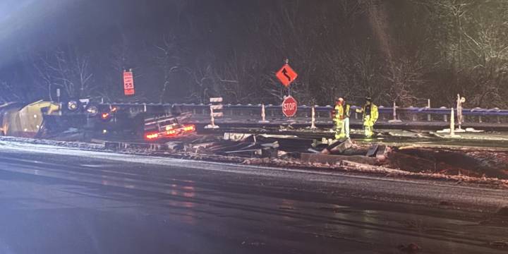 Tractor-trailer crash closes part of I