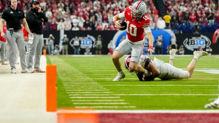 Julian Sayin fourth down rush replay overturned, Ohio State vs Indiana football