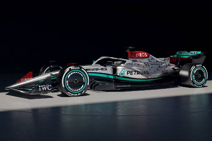 Mercedes unveils new W13 F1 car with silver livery