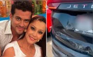 Karla Tarazona y Christian Domínguez sufren accidente vehicular y muestran cómo quedó su camioneta: “Nos chocaron”