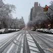 Sunday morning snowfall blanketed the city, resulting in flight delays and icy roads