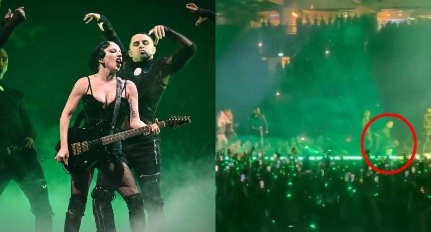 Lady Gaga detiene concierto de ‘Mayhem Ball’ tras caída de un bailarín por lluvia