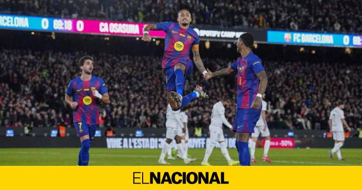 Un Barça resiliente se impone a Osasuna (2-0) y afianza el liderato en la Liga