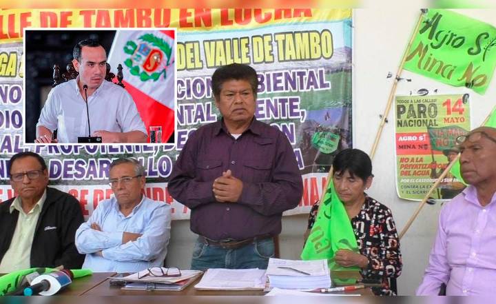 Agricultores en Arequipa exigen que José Jerí detenga operaciones de Southem en Valle Tambo