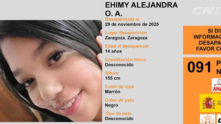 Desaparecida una menor de 14 años en Zaragoza