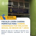 FISCALÍA LOGRA CADENA PERPETUA PARA HOMBRE CONDENADO POR VIOLACIÓN SEXUAL DE MENOR DE 7 AÑOS