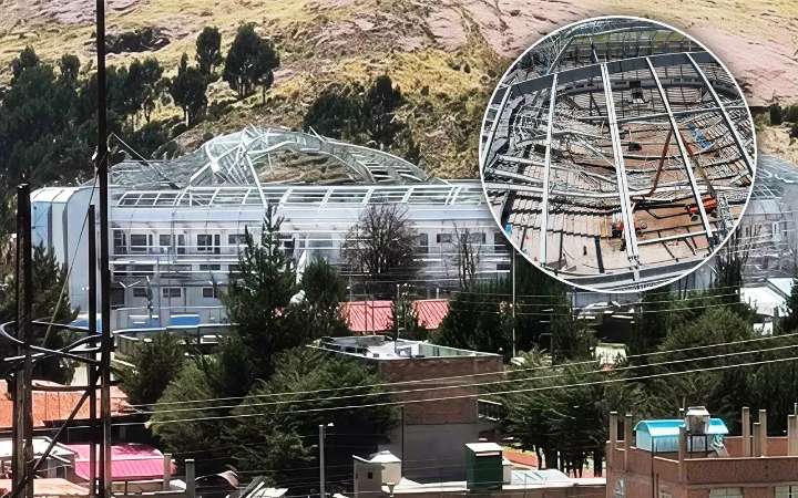Cae estructura de techo de coliseo en Puno y provoca muerte de trabajador
