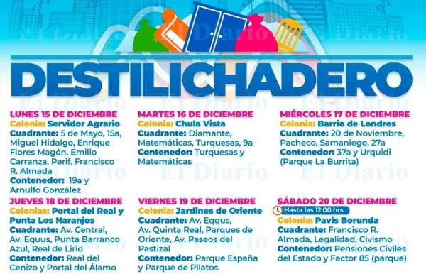 Llevarán Destilichadero a siete colonias la próxima semana