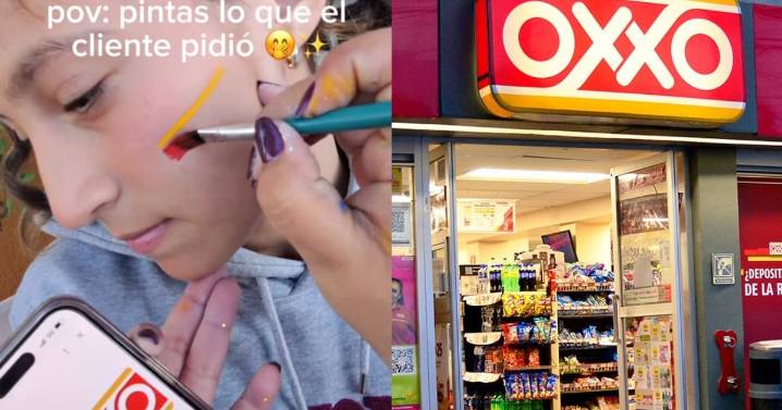 Joven pinta-caritas se vuelve viral cuando una pequeña le pide que le dibuje el logo de Oxxo en la mejilla