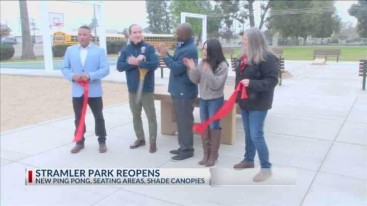 Stramler Park reopens with new seating areas and shade canopies