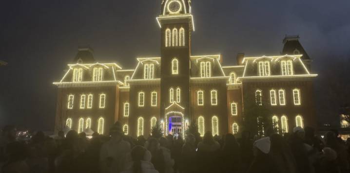 WVU, Morgantown community celebrate the lighting of Woodburn Hall